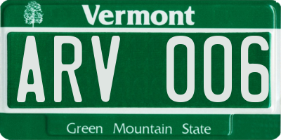 VT license plate ARV006