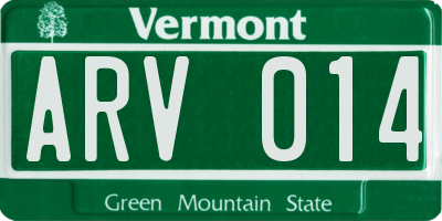 VT license plate ARV014