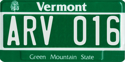 VT license plate ARV016