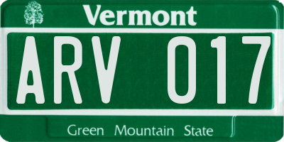 VT license plate ARV017