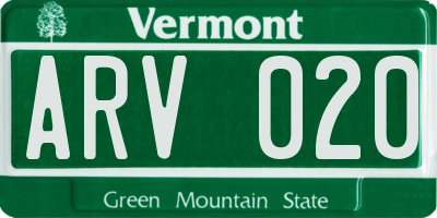 VT license plate ARV020