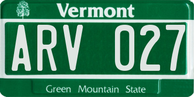 VT license plate ARV027