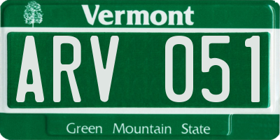 VT license plate ARV051
