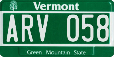 VT license plate ARV058