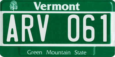 VT license plate ARV061