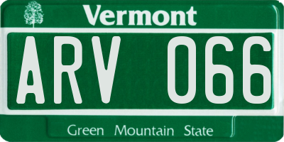 VT license plate ARV066