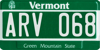 VT license plate ARV068