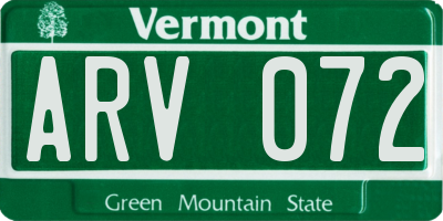 VT license plate ARV072