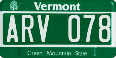 VT license plate ARV078