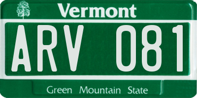 VT license plate ARV081