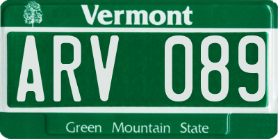 VT license plate ARV089