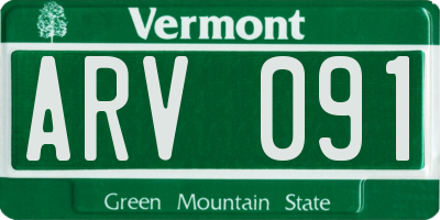 VT license plate ARV091