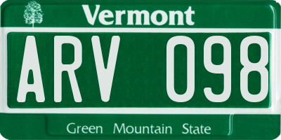 VT license plate ARV098