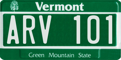 VT license plate ARV101