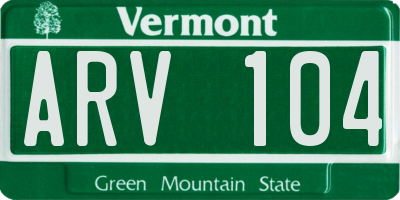 VT license plate ARV104