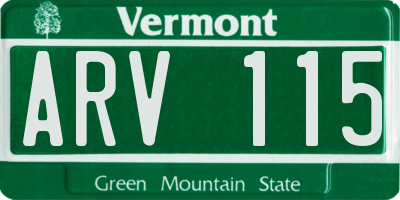 VT license plate ARV115