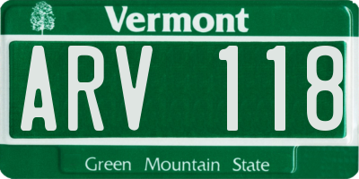 VT license plate ARV118