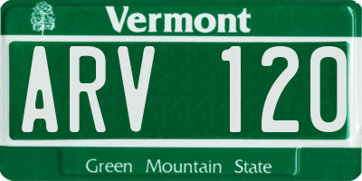 VT license plate ARV120