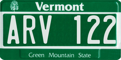 VT license plate ARV122