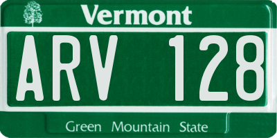 VT license plate ARV128