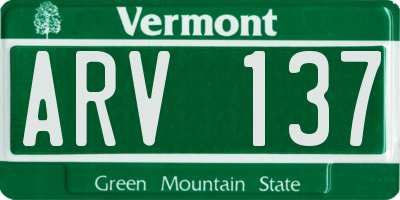 VT license plate ARV137
