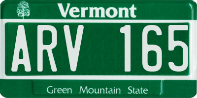 VT license plate ARV165