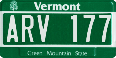 VT license plate ARV177