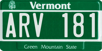 VT license plate ARV181
