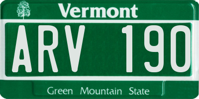 VT license plate ARV190