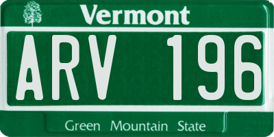 VT license plate ARV196