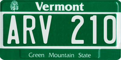 VT license plate ARV210