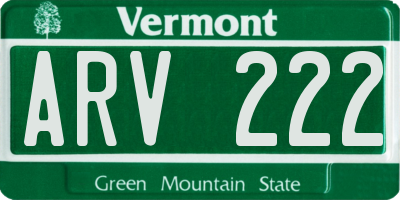 VT license plate ARV222