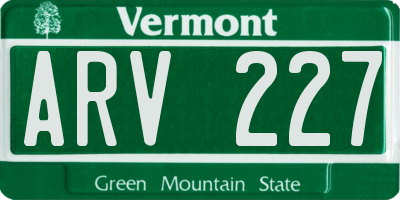VT license plate ARV227