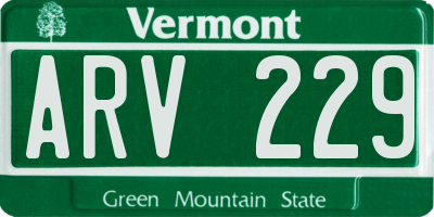 VT license plate ARV229