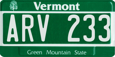 VT license plate ARV233