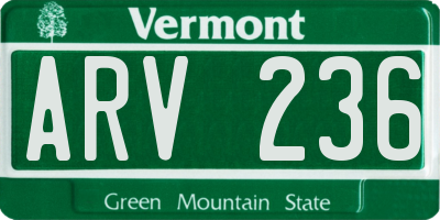 VT license plate ARV236