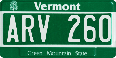 VT license plate ARV260