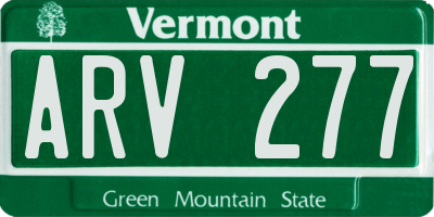VT license plate ARV277