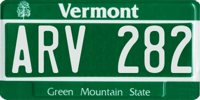 VT license plate ARV282
