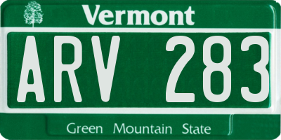 VT license plate ARV283