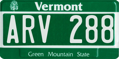 VT license plate ARV288