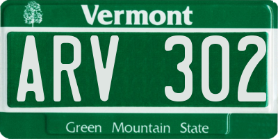 VT license plate ARV302