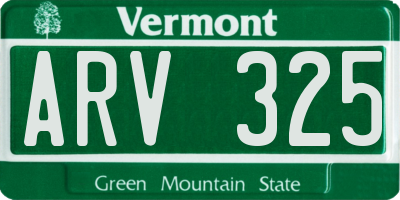 VT license plate ARV325