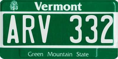 VT license plate ARV332