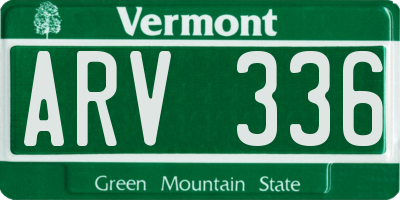 VT license plate ARV336