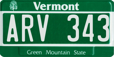 VT license plate ARV343