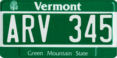 VT license plate ARV345