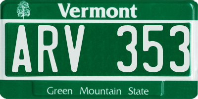 VT license plate ARV353
