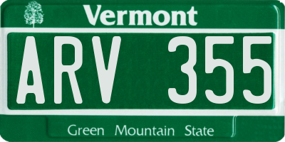 VT license plate ARV355