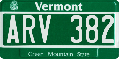 VT license plate ARV382